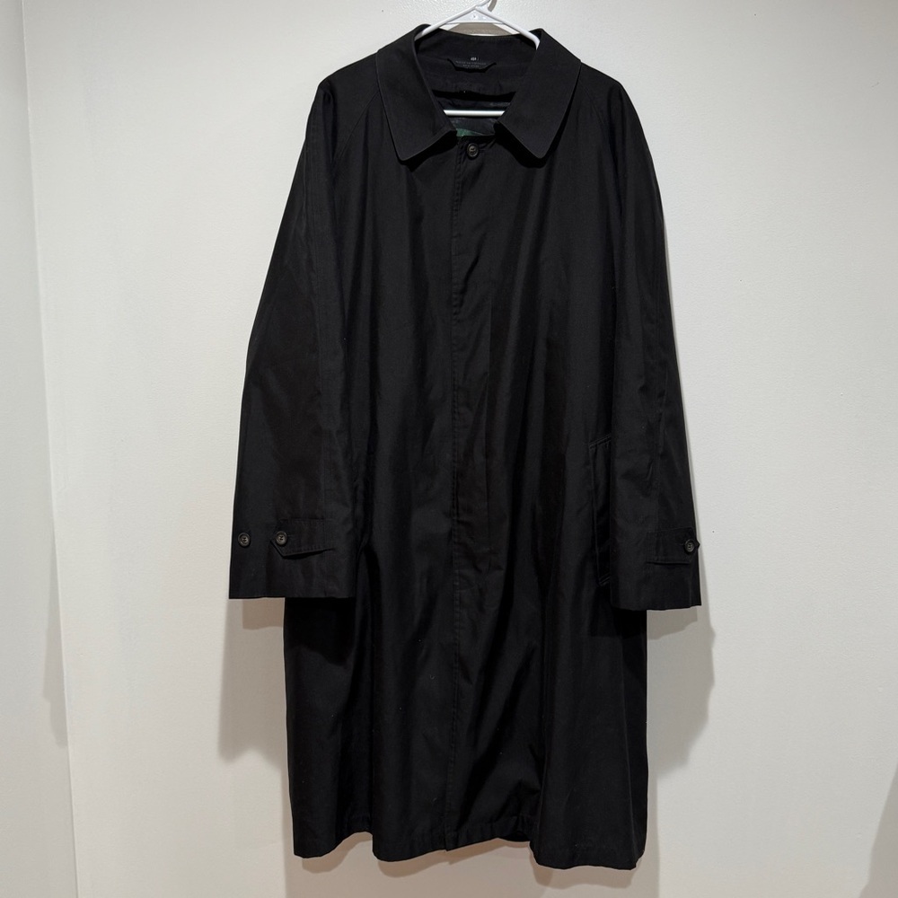 Lauren Ralph Lauren Men Trench Coat Sizeā 46R Black Lined Fall Classic Staple